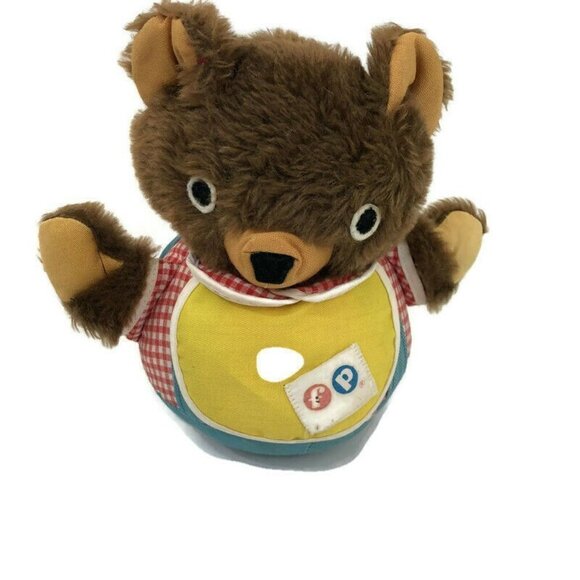 Vintage Fisher Price Stuffed Teddy Bear Cuddly Cub #719 Roly Poly with Chime - Picture 2 of 9